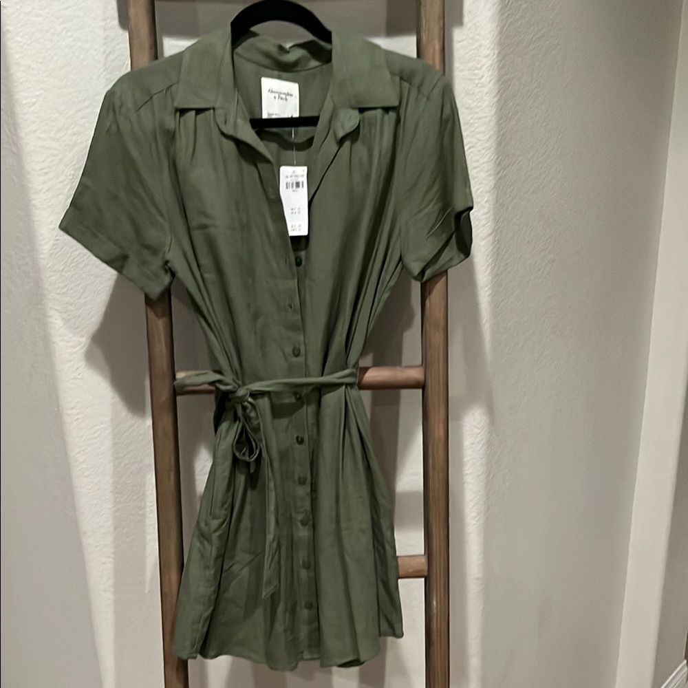 Abercrombie & Fitch Olive Button-Up Dress